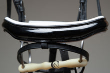 Load image into Gallery viewer, EAGLE Black Snaffle Bridle With White Padded Flash Noseband & Rainbow Crystal Browband