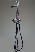 Load image into Gallery viewer, EAGLE Black Snaffle Bridle With White Padded Flash Noseband & Rainbow Crystal Browband