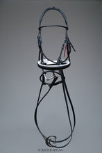 Load image into Gallery viewer, HANBY Snaffle Bridle In Rolled Leather & White Padded Nose Band, Comfort Headpiece & Rolled Leather Reins
