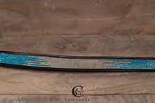 Load image into Gallery viewer, TUMBY - Black leather crystal encrusted belt in turquoise and silver