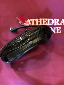 Flash noseband - crocodile black patent leather