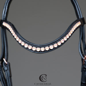 APLEY Snaffle Bridle With Drop Noseband and rose gold fittings