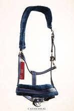 Load image into Gallery viewer, Head Collar With Fleece Trim in black and blue by