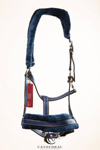 Head Collar With Fleece Trim in black and blue by