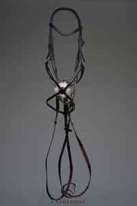 GLENTHAM Brown Snaffle Bridle With Mexican Grackle Anatomically Fitted Noseband