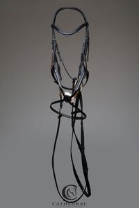 GREETWELL Black Snaffle Bridle With Mexican Grackle Anatomically Fitted Noseband
