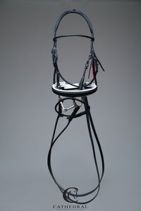 HANBY Snaffle Bridle In Rolled Leather & White Padded Nose Band, Comfort Headpiece & Rolled Leather Reins