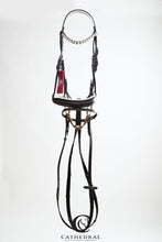 Load image into Gallery viewer, LANGRICK Snaffle Bridle With White Padded Headpiece, Flash Noseband &amp; Clear Crystal Browband
