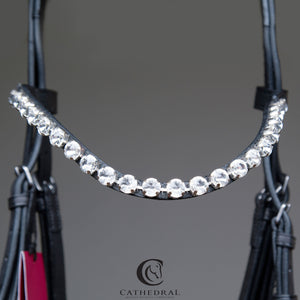 LOUTH Snaffle Bridle With Crocodile Patent Drop Noseband & Clear crystal Crystal Browband