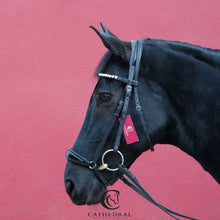 Load image into Gallery viewer, RESTON Snaffle Bridle With Patent Drop Noseband &amp; A clear Crystal Browband