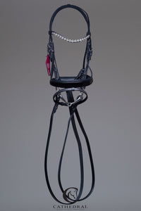 RIBY Snaffle Bridle With Patent Flash Noseband & Plain Browband