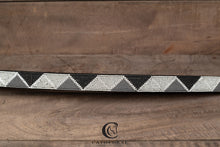 Load image into Gallery viewer, THORPE - Black leather belt with white, silver and grey encrusted crystals in a triangular pattern
