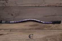 Load image into Gallery viewer, WIGTOFT Alternate Light &amp; Dark Purple Crystals Set On Natural Wave Black Leather Browband