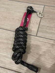 Leather and woven strong leadrope - black and maroon