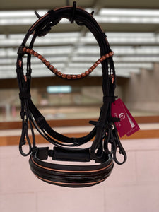 ANCASTER snaffle cavesson bridle with rosegold details