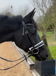 HALTON black rolled patent flash with anatomical super soft headpiece