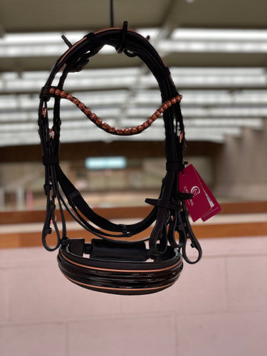 ANCASTER snaffle cavesson bridle with rosegold details