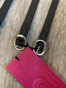 Black Leather Spur Strap With Bling/Rosegold or Silver Buckle