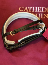 Load image into Gallery viewer, Cavesson noseband - white padded plain black leather