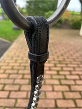 Load image into Gallery viewer, Cleethorpes - black leather browband with dark crystals