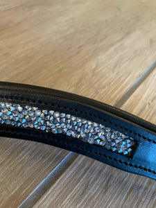 ROCK soft black leather browband with rock crystals