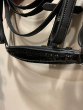Load image into Gallery viewer, FOSTON - Black Snaffle With Patent Crocodile Drop Noseband &amp; Patent Crocodile Browband