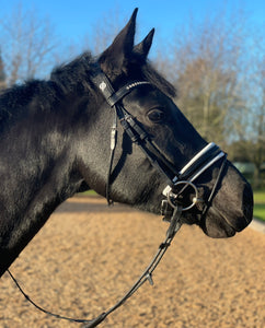 HALTON black rolled patent flash with anatomical super soft headpiece