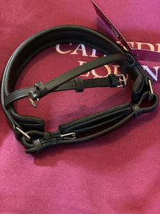 Cavesson noseband - black padded with black patent leather