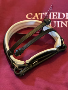 Cavesson noseband - black patent with white padding