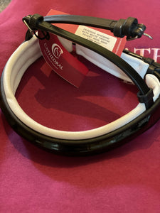 Cavesson noseband - black patent with white padding