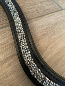 ROCK soft black leather browband with rock crystals