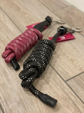 Load image into Gallery viewer, Leather and woven strong leadrope - black and maroon