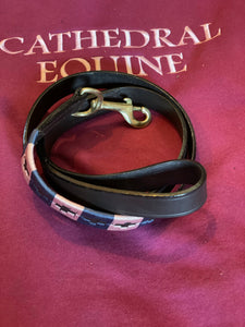 Dog lead - polo styled dog lead in pink and navy stitching