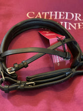 Load image into Gallery viewer, Cavesson noseband - black padded with black crocodile patent leather