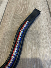 Load image into Gallery viewer, WESTBY - red, white and blue crystal browband on black leather