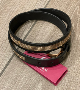 HARLEY - rosegold belt on black leather