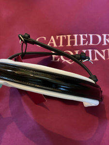 Cavesson noseband - black patent with white padding